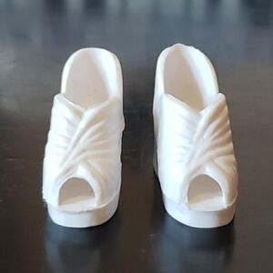 Vintage 1970s 12" Mego Doll white summer shoes for Cher Doll Farrah Fawcett doll